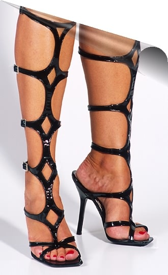 Patent Black Sandals Cleopatra