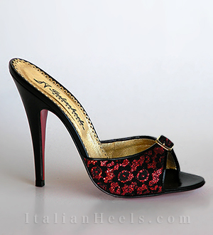 Mules Negro rojo Ludovica